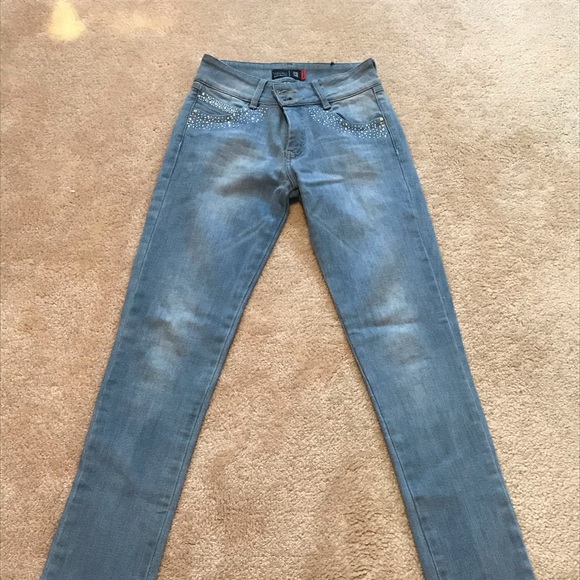 Mossimo Small Steel Blue Jeans With Gemstones - Picture 2 of 14